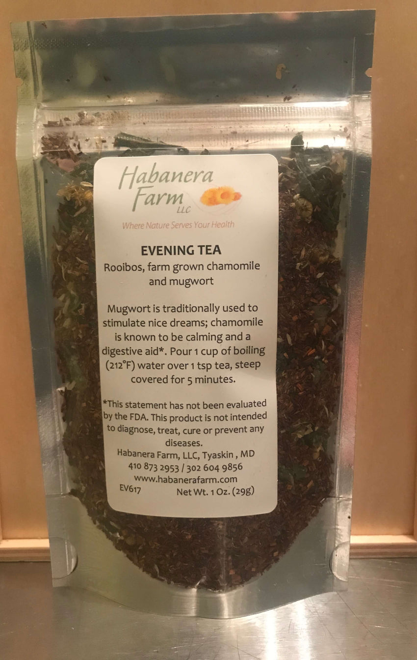 Evening Tea, with Maryland grown chamomile and mugwort